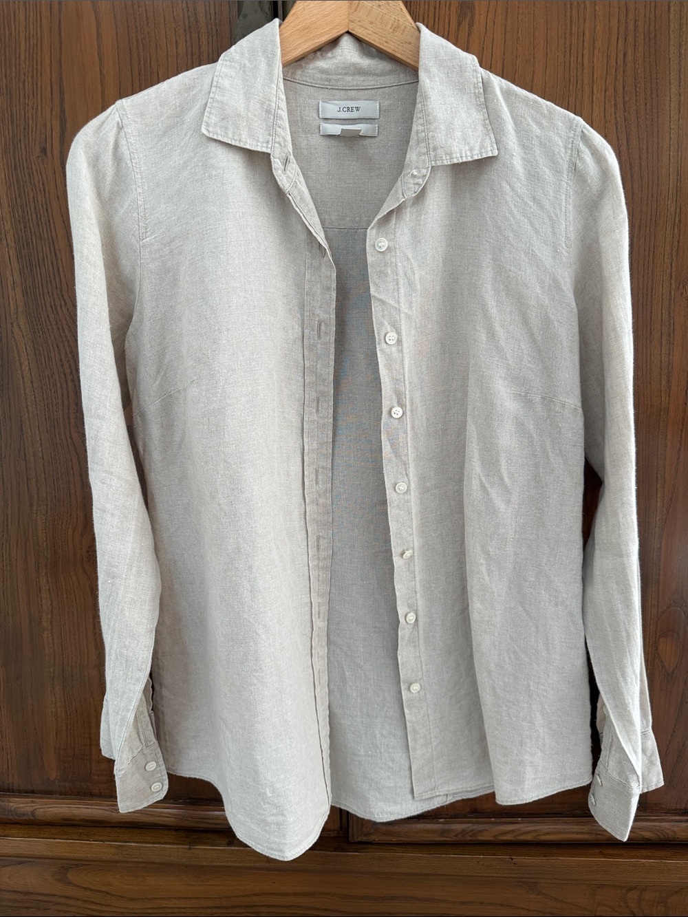 J. Crew Light Beige Linen Button-Down Shirt